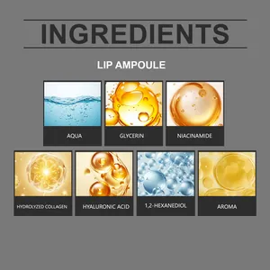 Detailed view of key ingredients for moisturizing and plumping lip ampoule care