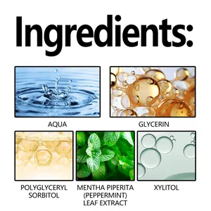 Primer plano de ingredientes de pasta dental con menta y xilitol para aliento fresco