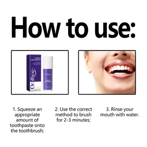 Instrucciones detalladas paso a paso para la pasta dental blanqueadora púrpura Oralhoe