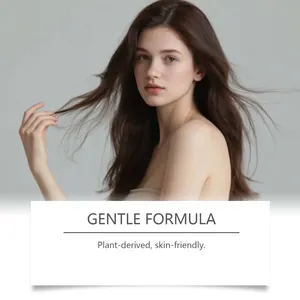 Model mit gesundem langem braunem Haar zeigt Ergebnisse des GleamXi Shampoo Bar Haarpflege
