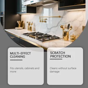 Moderne Luxusküchenszene zeigt Multi-Effekt-Reinigung und effektiven Kratzschutz