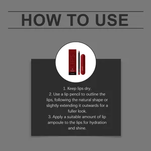 English instructions for applying moisturizing lip gloss and lip liner pencil set