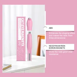 Detail of multifunctional pink cat eye nail magnet with ABS and neodymium boron materials
