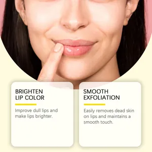 Vista dettagliata dei risultati dello scrub labbra con labbra lisce e schede informative