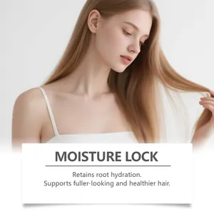 Close-up of model with silky hair highlighting moisture lock hair serum benefits.