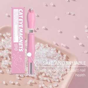 Detail shot of pink multifunctional cat eye nail magnet with stylish decorative beads