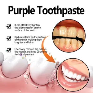 Eficacia de la pasta de dientes blanqueadora morada para eliminar manchas y refrescar