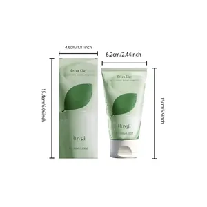 HOYGI 100g Nettoyant visage Green Clay dimensions du tube et de la boîte en cm et pouces