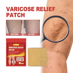 Vista detallada de parches para varices con comparación de piel antes y después del uso
