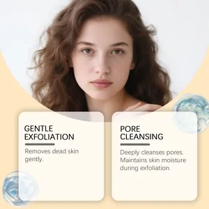 Infographic detail of facial gel showing gentle exfoliation and deep pore cleansing