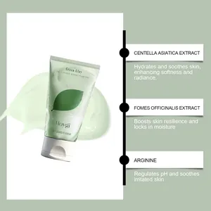Détails du nettoyant Hoygi à l'argile verte avec extraits de centella et d'arginine.