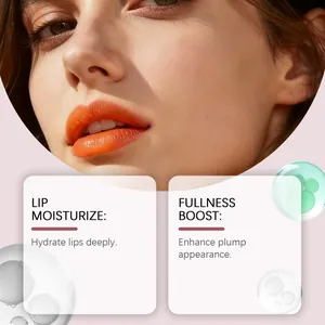 Dettaglio del siero labbra arancione per idratazione profonda e volume.