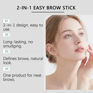 Vista dettagliata del look naturale delle sopracciglia con la matita taupe 2-in-1 facile