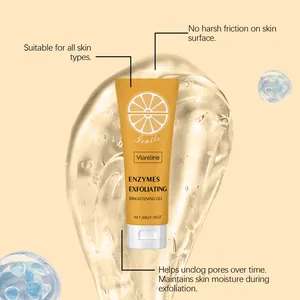 Close-up of Viareline Enzymes Exfoliating Gel showing its smooth golden gel texture