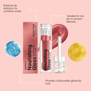 Dettaglio del lucidalabbra nutriente Zephoco Nude Pink con benefici idratanti per le labbra