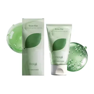 Nettoyant Hoygi à l'argile verte 100g avec emballage boîte et design feuille fraîche