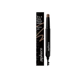 Crayon à sourcils zephoco marron 2-en-1 avec brosse et boîte d'emballage élégante