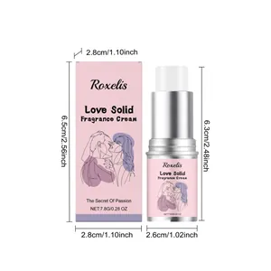 Produktgrößenangaben für Roxelis Love Solid Fragrance Cream Stick und Schachtel