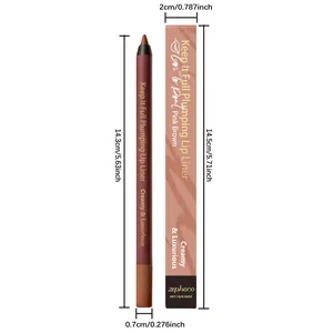Detailansicht der Abmessungen des zephoco Lip Liners in Pink Brown mit Verpackung