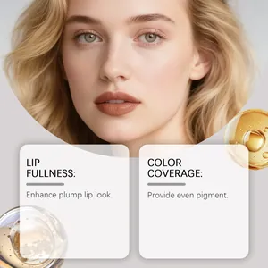 Détail montrant l'effet du crayon à lèvres rose-brun naturel avec une pigmentation égale