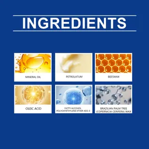 Inhaltsstoffliste für weißes Lithiumfett mit Mineralöl, Bienenwachs und Petrolatum.