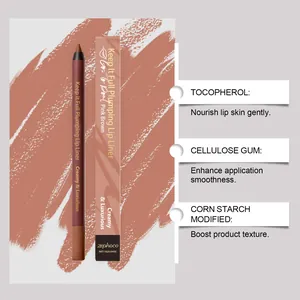Detailansicht des Zephoco Plumping Lippenkonturenstifts mit Inhaltsstoffen in zartem Rosabraun