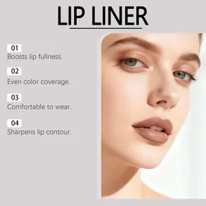 Detailansicht eines Modells mit rosa-braunem Lippenkonturenstift für volle Lippenkonturen