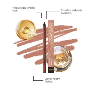Detail des zephoco Lippenkonturenstifts in Pinkbraun mit cremigen Farbmustern und Gold