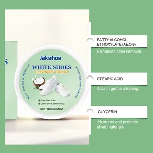 Liste des ingrédients de la crème nettoyante pour chaussures blanches Jakehoe sans eau