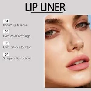 Détail montrant les avantages du crayon à lèvres pêche pour le volume et le contour