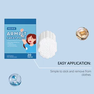 Detailed view of EELHOE disposable armpit sweat pads with 20 pieces packaging box