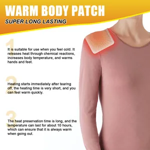 Detalle de un parche térmico aplicado en el hombro para terapia de calor suave.