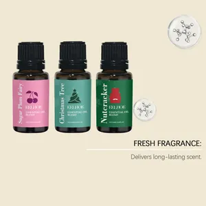 Nahaufnahme von drei 10ml Weihnachts-ätherischen Ölmischungen für die Duftlampe