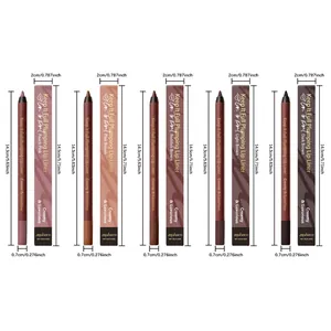 Dimensions et nuances des crayons à lèvres Zephoco en cinq tons marron naturels