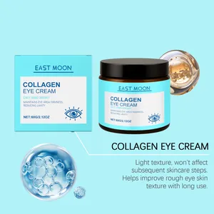 Dettaglio crema contorno occhi al collagene East Moon con vasetto e descrizione texture