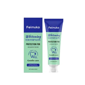 Dentifrice blanchissant Feimuko pour dents sensibles, saveur intense menthe-citron vert, 100g