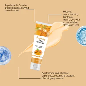 Turmeric facial cleanser tube with creamy texture and refreshing skin benefit text