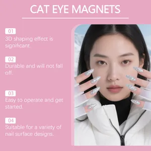 Detailed view of the silver 3D cat eye effect created with professional nail magnet