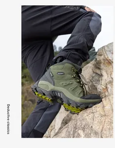 SkyPilot waterproof hiking boot showing high-top design on rocky terrain.