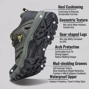 Professional waterproof hiking shoes for men with non-slip rubber sole for outdoor trekking