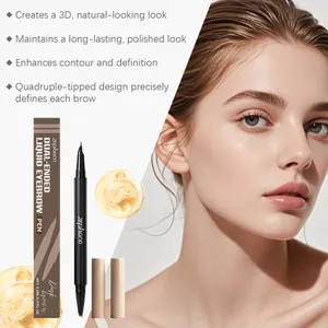 Zweiseitiger dunkelbrauner Augenbrauenstift mit Vierfachspitze für einen 3D-Look