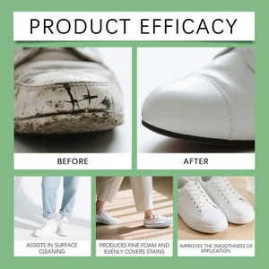 Démonstration d'efficacité de la crème de nettoyage pour chaussures blanches avant après