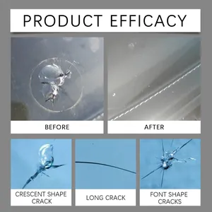 Detailed comparison of windshield repair kit efficacy on crescent and long glass cracks