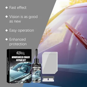 RayHong windshield crack repair kit with liquid resin, curing films and razor tool
