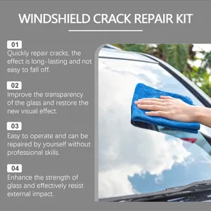 Automotive windshield crack repair kit for glass restoration and crystal clear visibility.