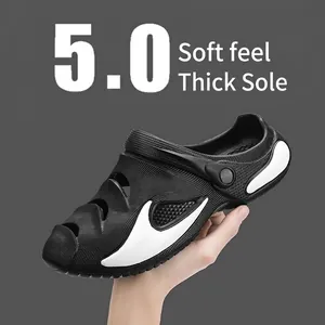 Men's casual beach clogs featuring a 5.0cm thick platform sole and breathable holes