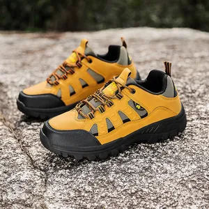 Gelbe Herren-Wanderschuhe für Outdoor mit atmungsaktivem Mesh und robuster Sohle