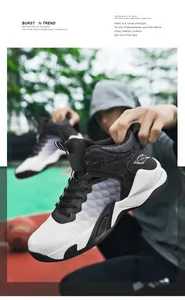 High-top men's basketball shoe with black-to-white gradient design and feather logo.