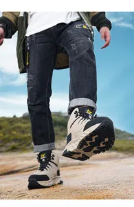 Durable high-top men's hiking shoes with rugged non-slip sole for outdoor camping