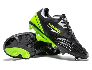 Side and sole detail of professional breathable soccer cleats with firm ground studs